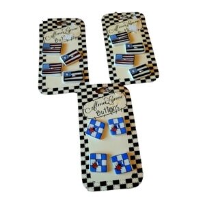 Alma Lynne Set of 3 Packages Of Novelty Ceramic Buttons Vintage 1997 New on Card